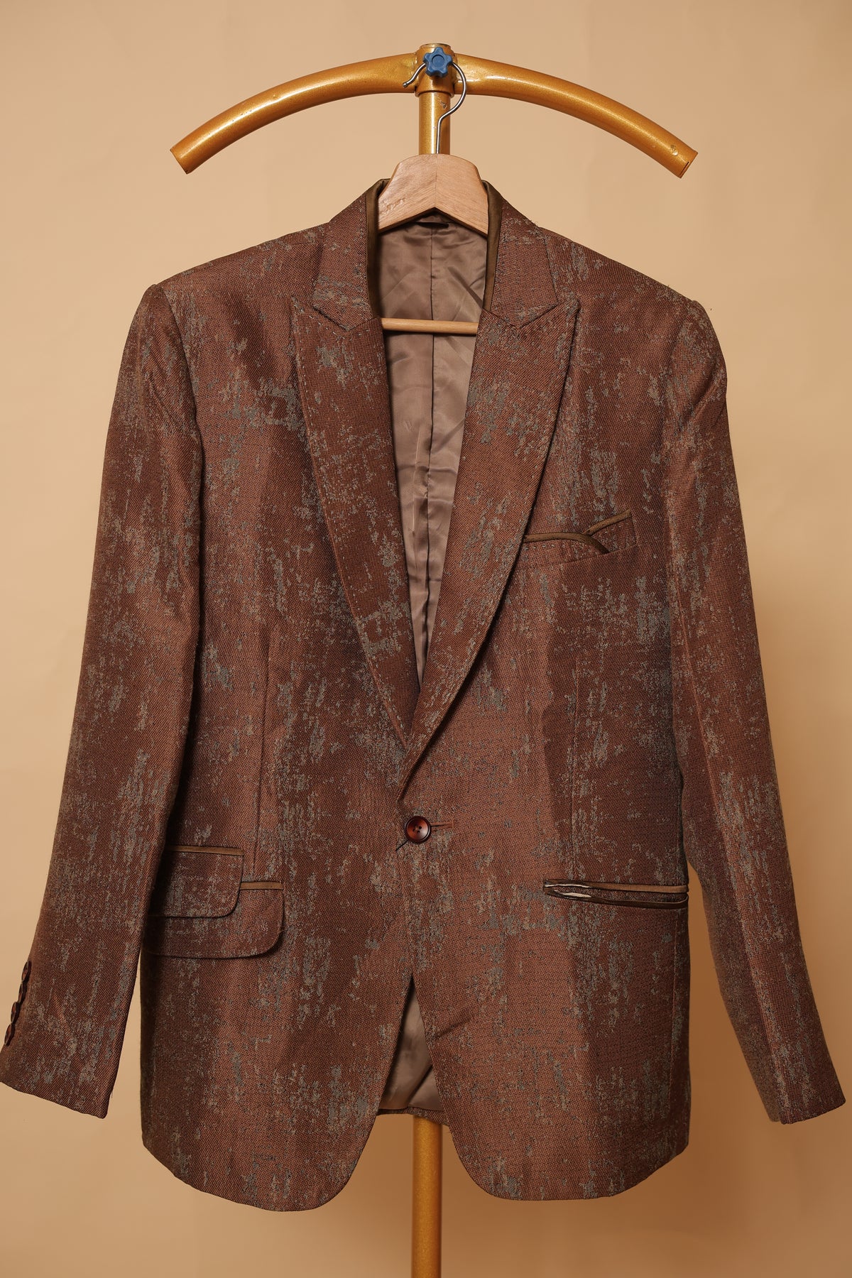 Men’s Rust Brown Textured Blazer & Waistcoat Set