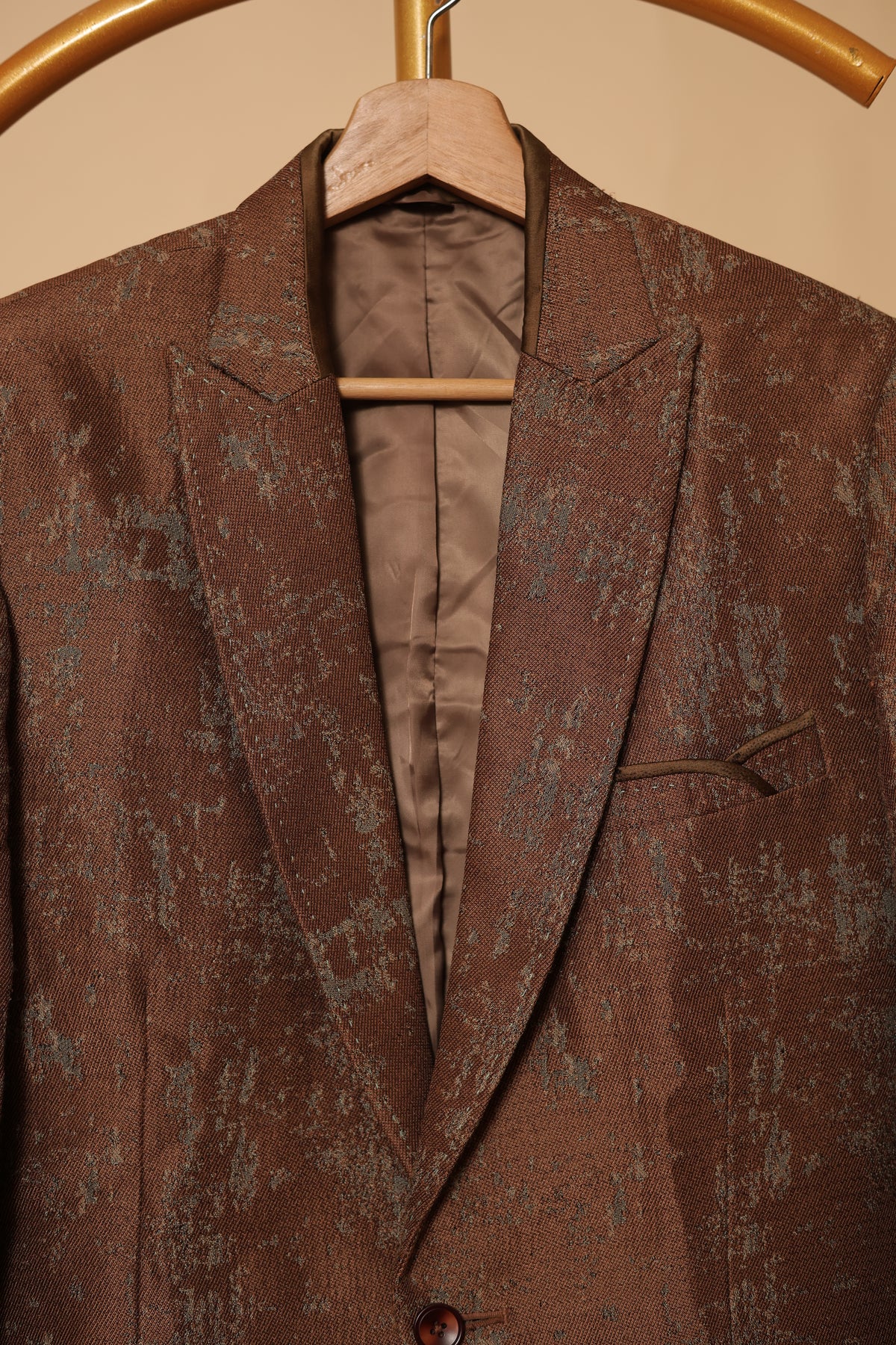 Men’s Rust Brown Textured Blazer & Waistcoat Set