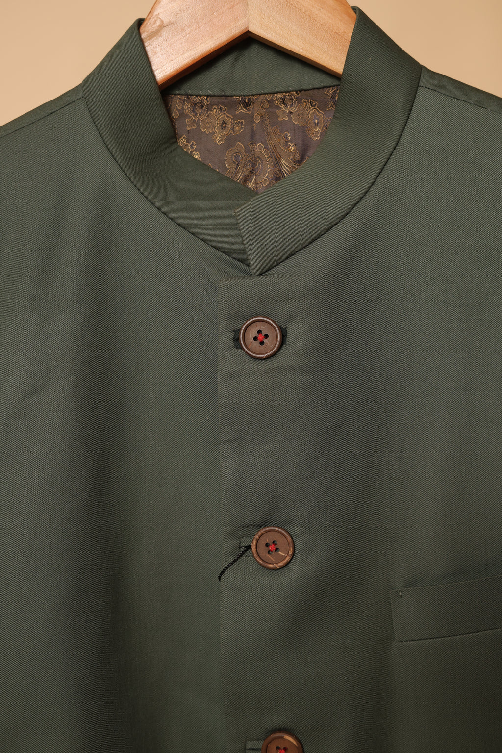 Men’s Olive Green Button-Detail Occasion Blazer