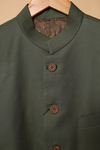 Men’s Olive Green Button-Detail Occasion Blazer