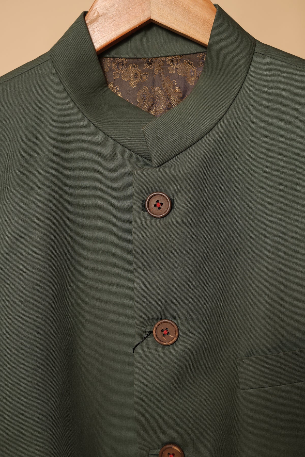 Men’s Olive Green Button-Detail Occasion Blazer