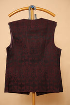Maroon Jacquard Ethnic Waistcoat for Men