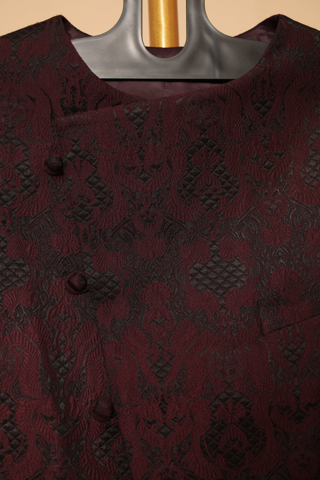 Maroon Jacquard Ethnic Waistcoat for Men
