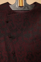 Maroon Jacquard Ethnic Waistcoat for Men