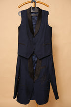 Navy Blue Textured Party Wear Blazer