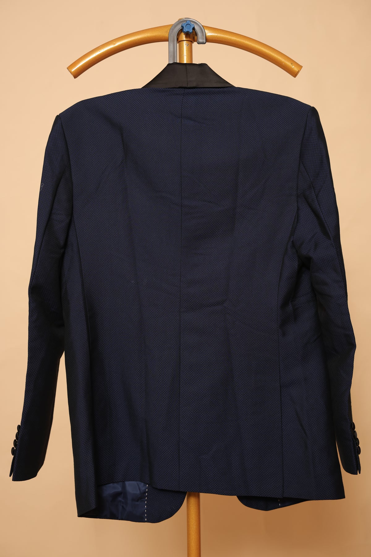 Navy Blue Textured Party Wear Blazer