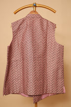 Men’s Dusty Pink Printed Nehru Jacket
