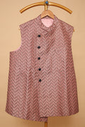 Men’s Dusty Pink Printed Nehru Jacket