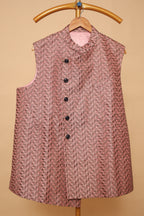 Men’s Dusty Pink Printed Nehru Jacket