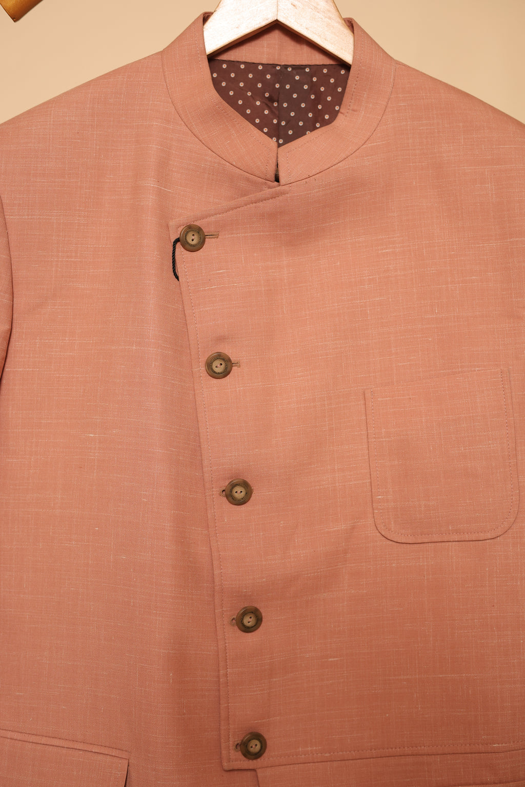Men’s Peach Asymmetric Button Blazer