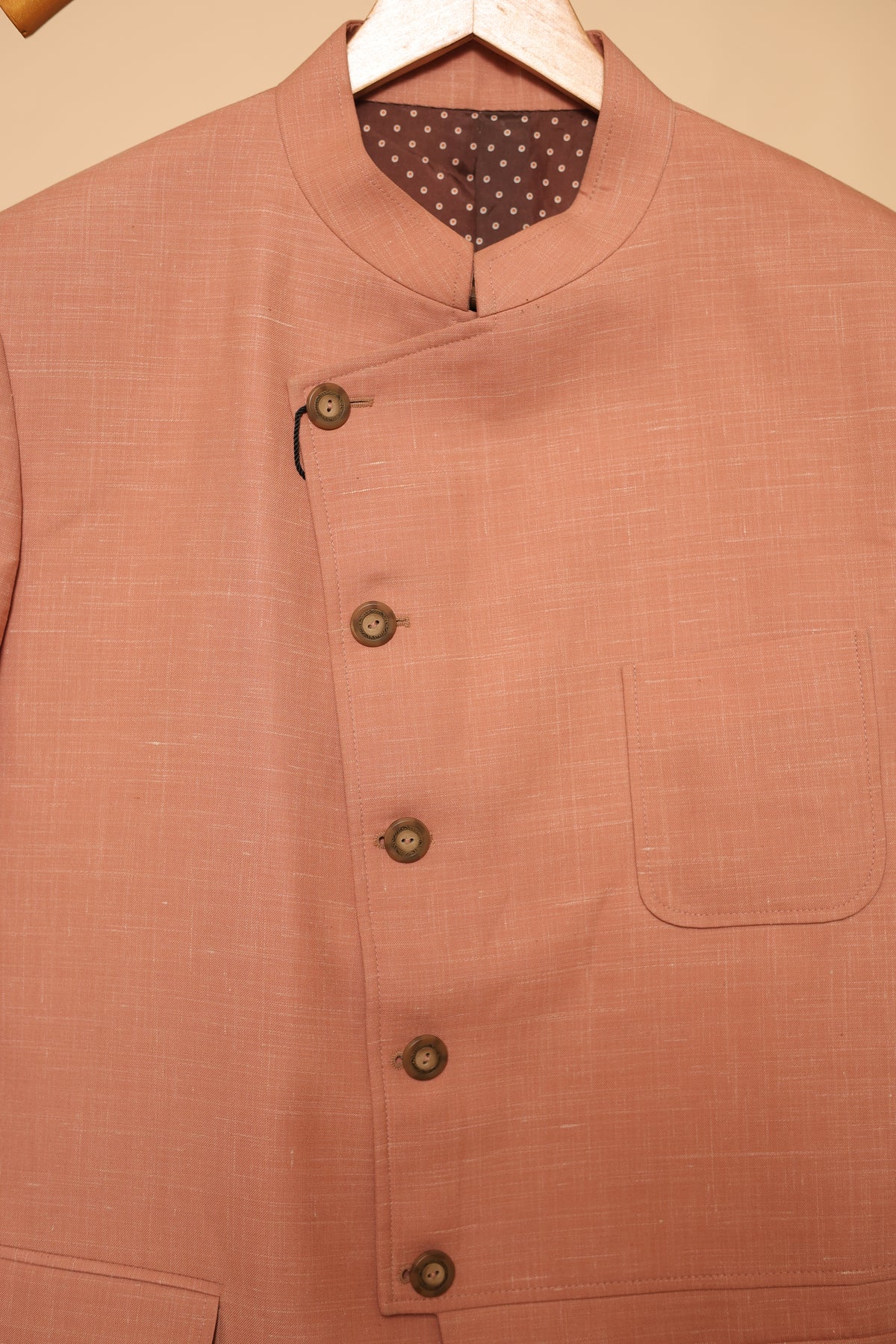 Men’s Peach Asymmetric Button Blazer