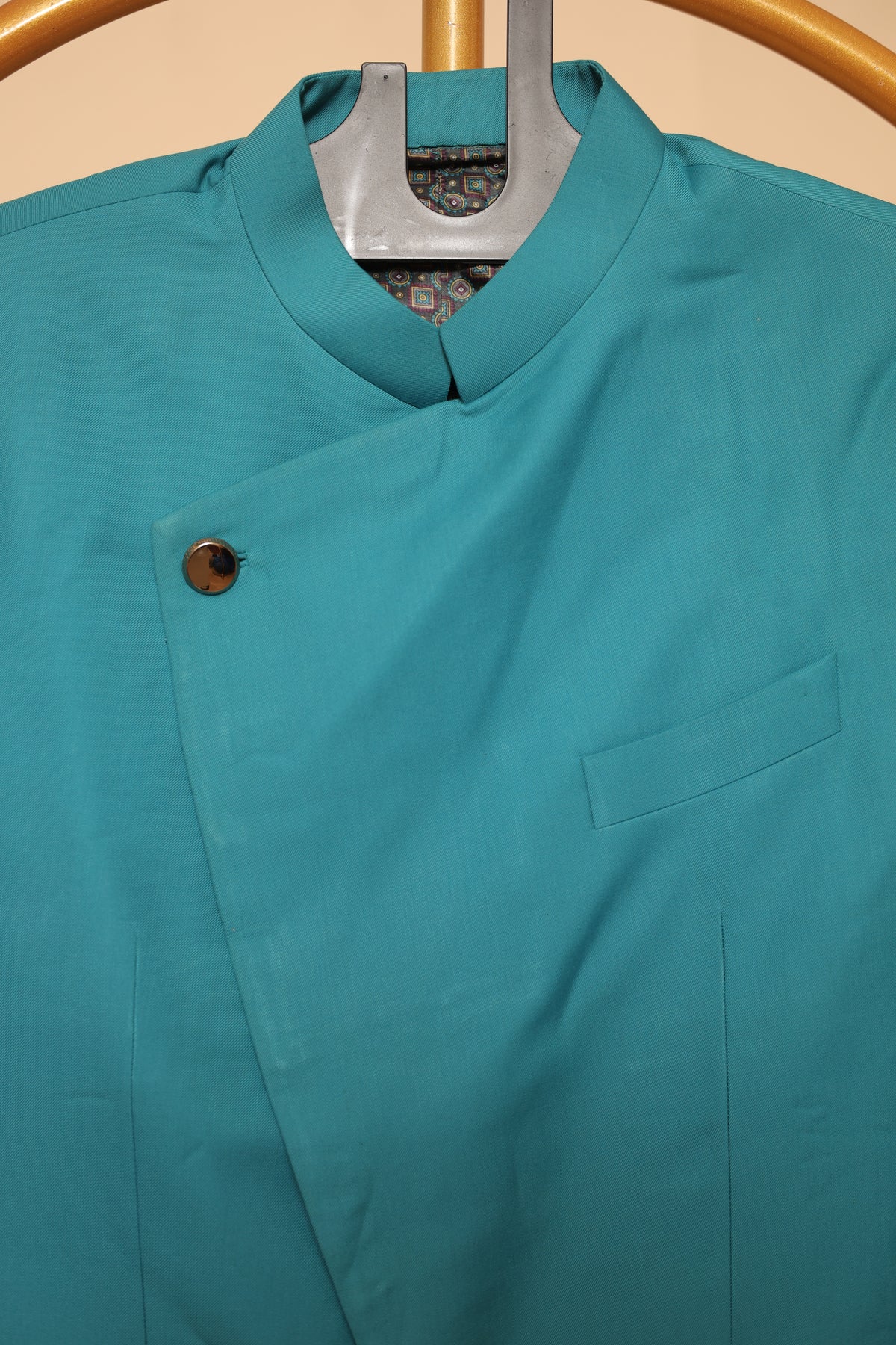 Men’s Teal Blue Asymmetric Designer Blazer