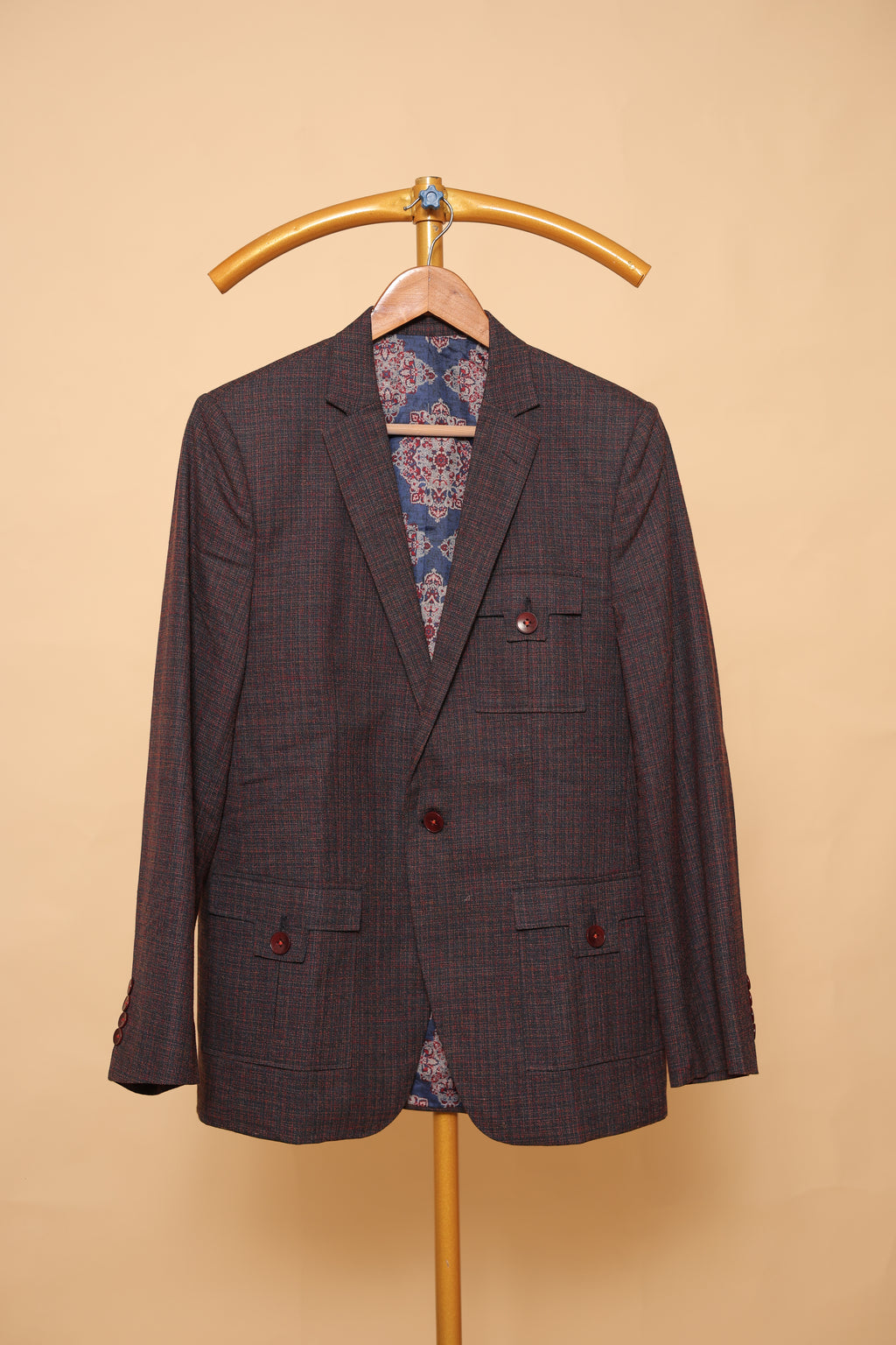 Men’s Wine Red Textured Blazer