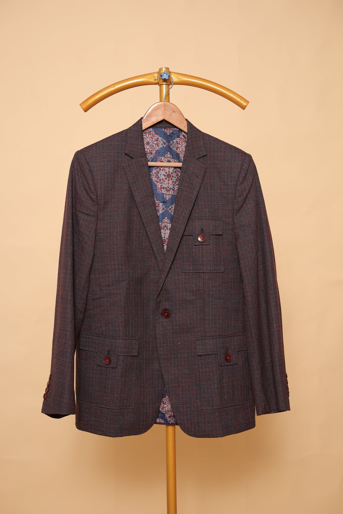 Men’s Wine Red Textured Blazer