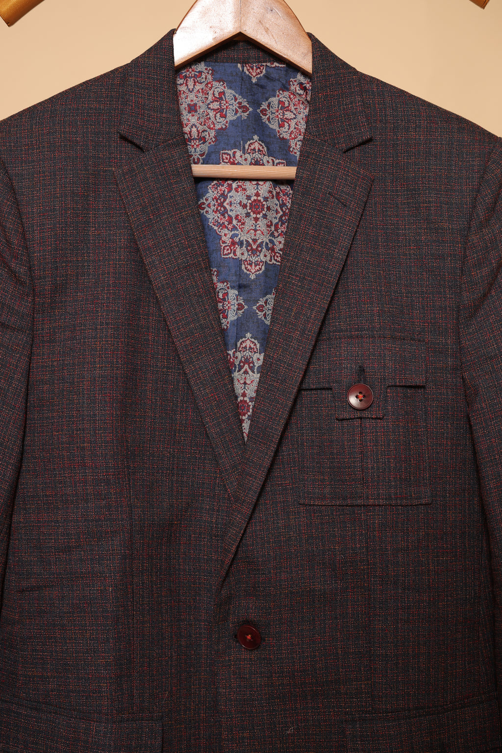 Men’s Wine Red Textured Blazer