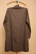 Men’s Chocolate Brown Asymmetric Button Kurta