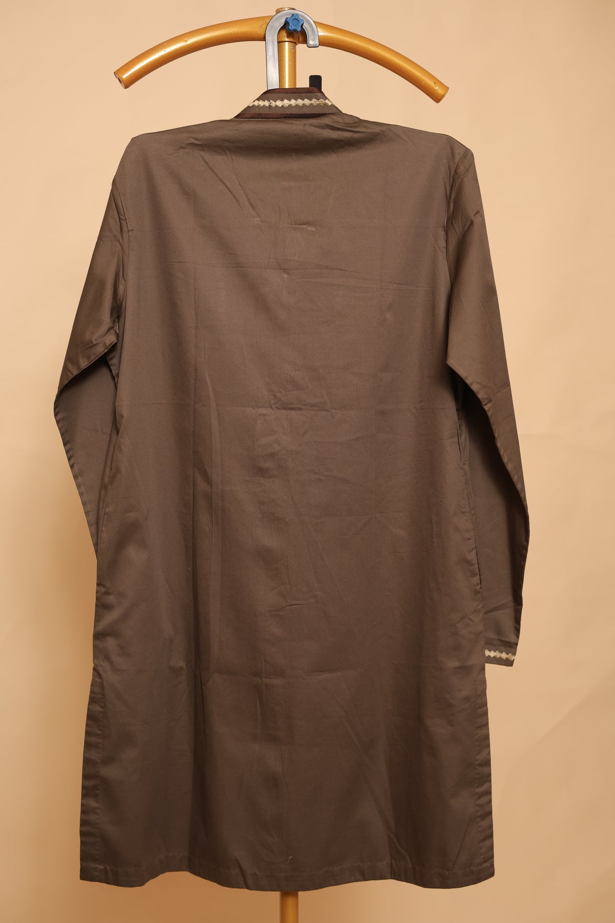 Men’s Chocolate Brown Asymmetric Button Kurta