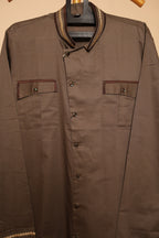 Men’s Chocolate Brown Asymmetric Button Kurta