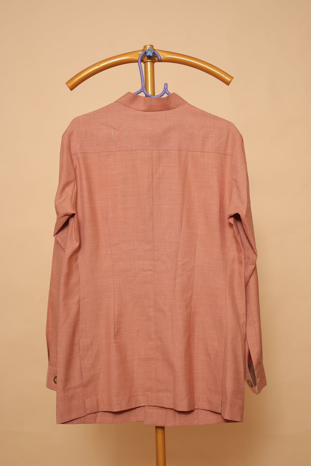 Men’s Peach Mandarin Collar Designer Shirt