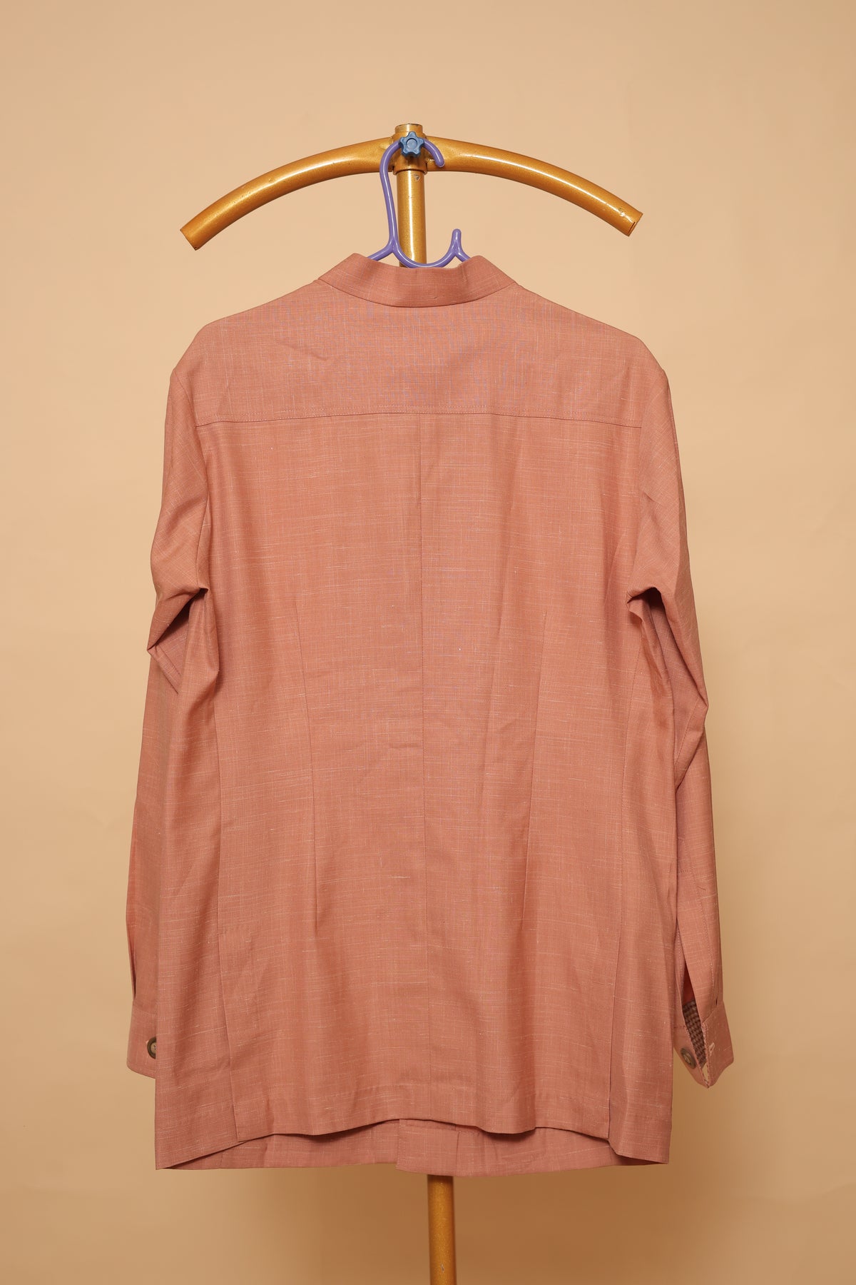 Men’s Peach Mandarin Collar Designer Shirt