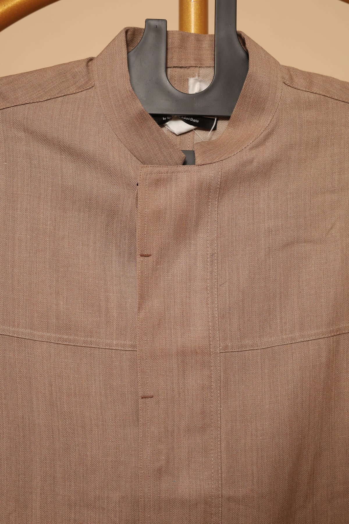 Men’s Beige Minimalist Ethnic Shirt