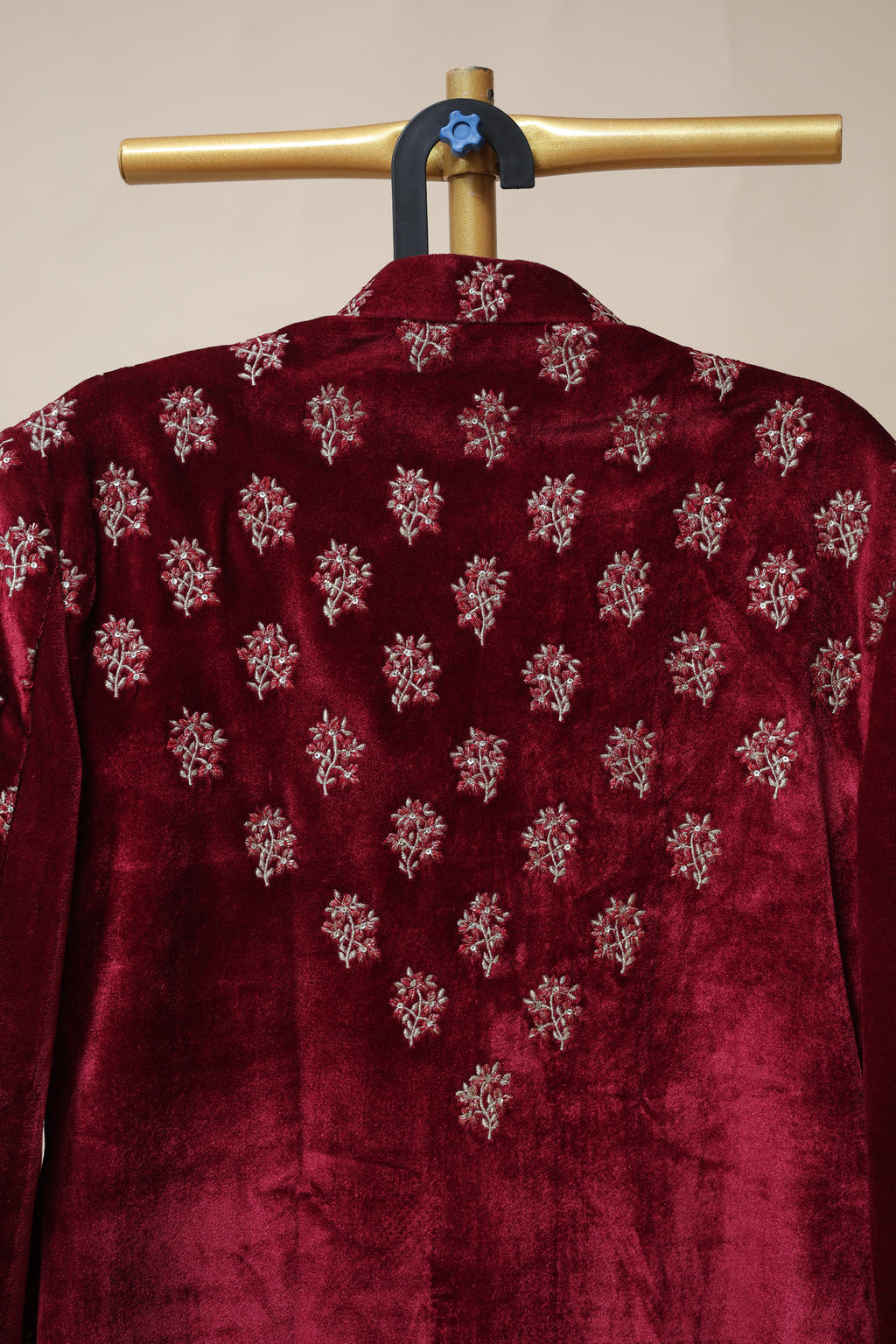 Men’s Maroon Floral Embroidered Sherwani