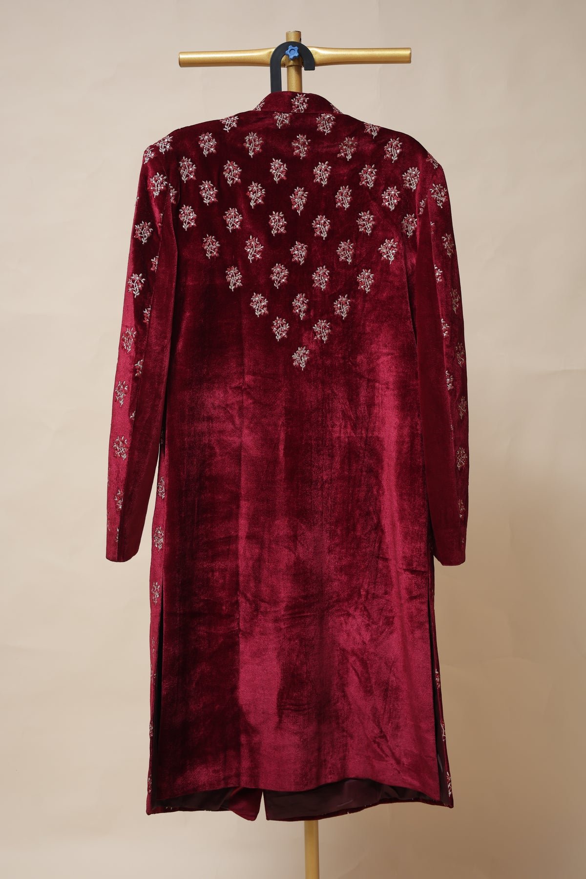 Men’s Maroon Floral Embroidered Sherwani
