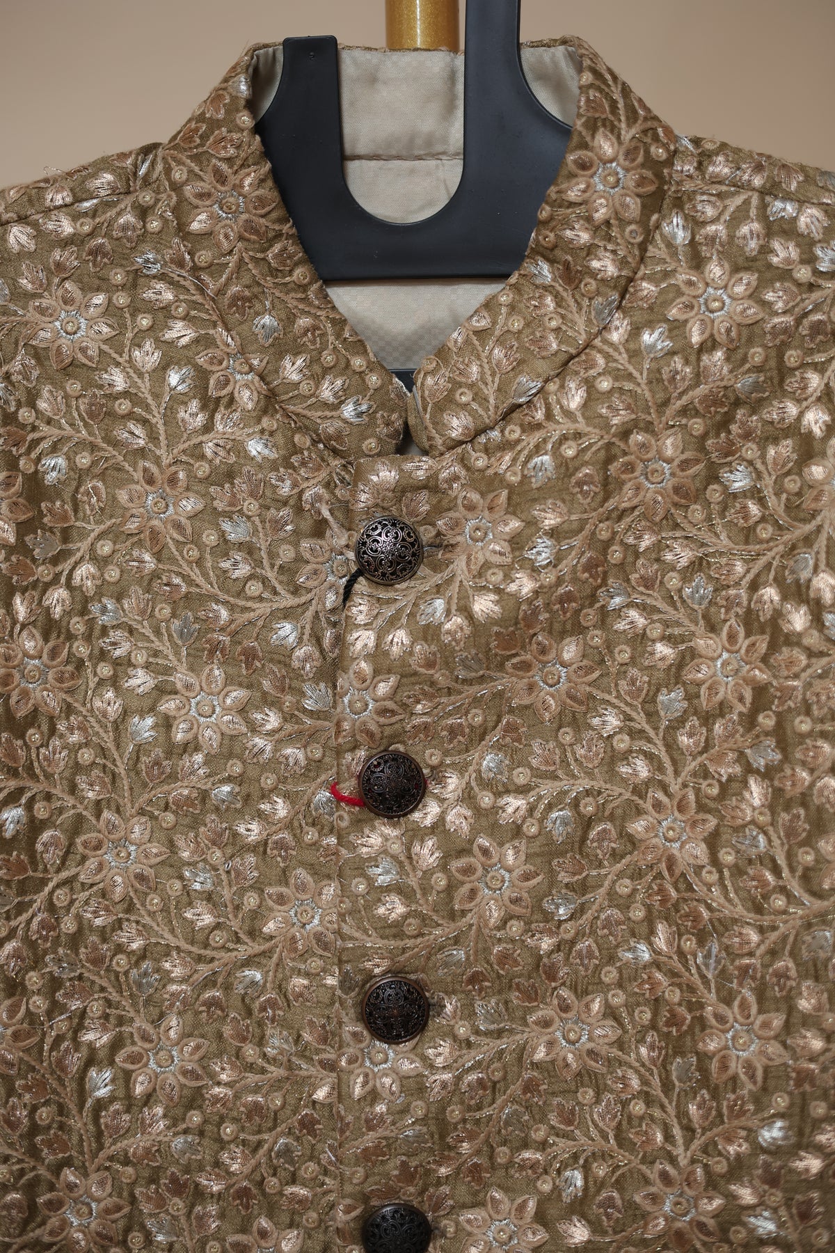Men’s Brown Gold-Tone Embroidered Sherwani