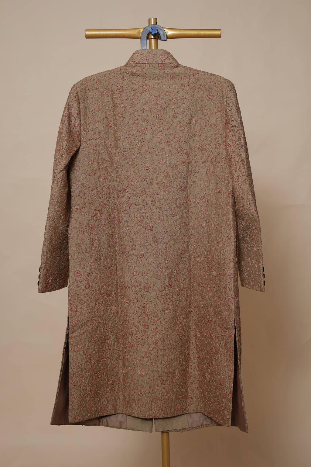 Olive Gold Floral Embroidered Sherwani