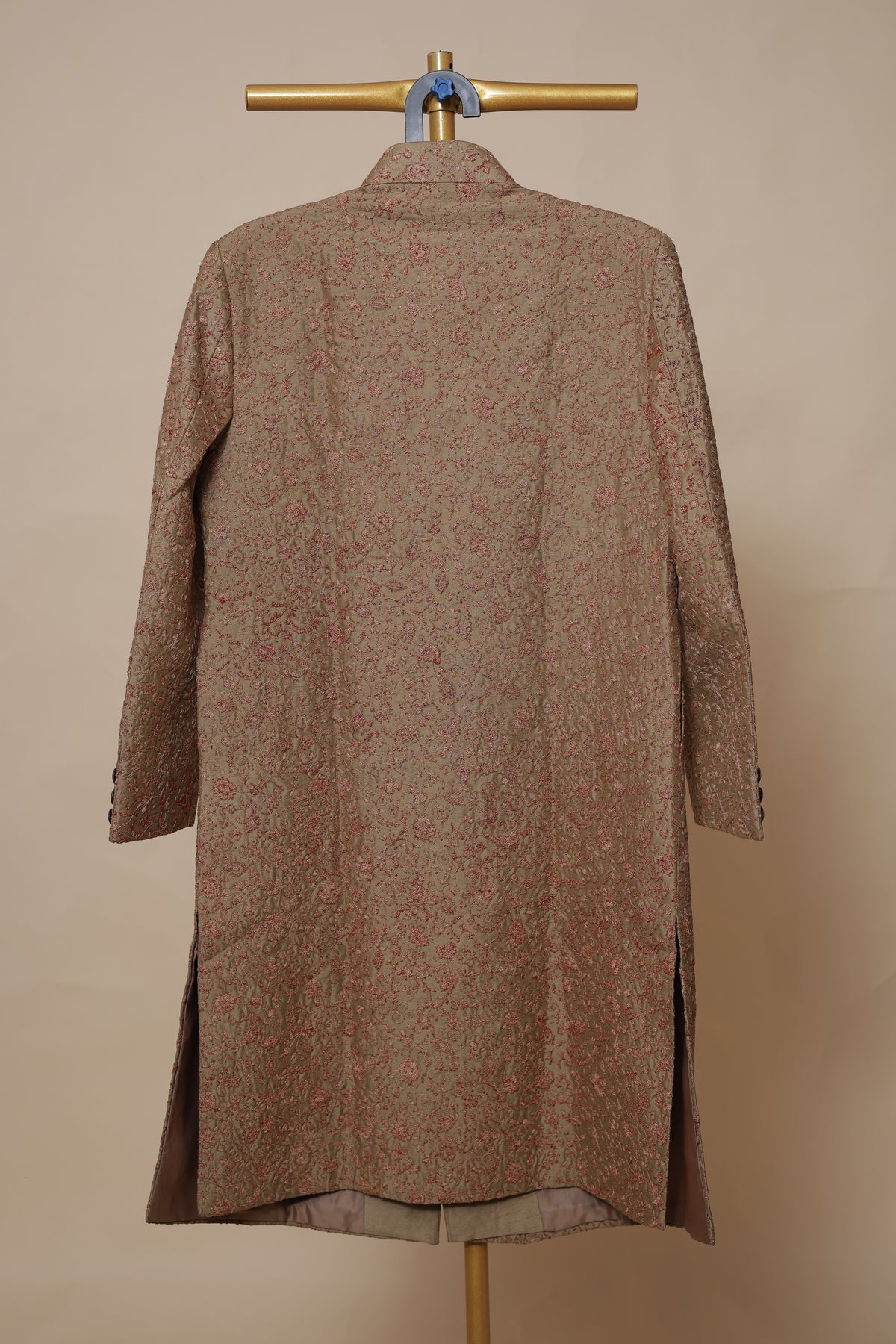 Olive Gold Floral Embroidered Sherwani