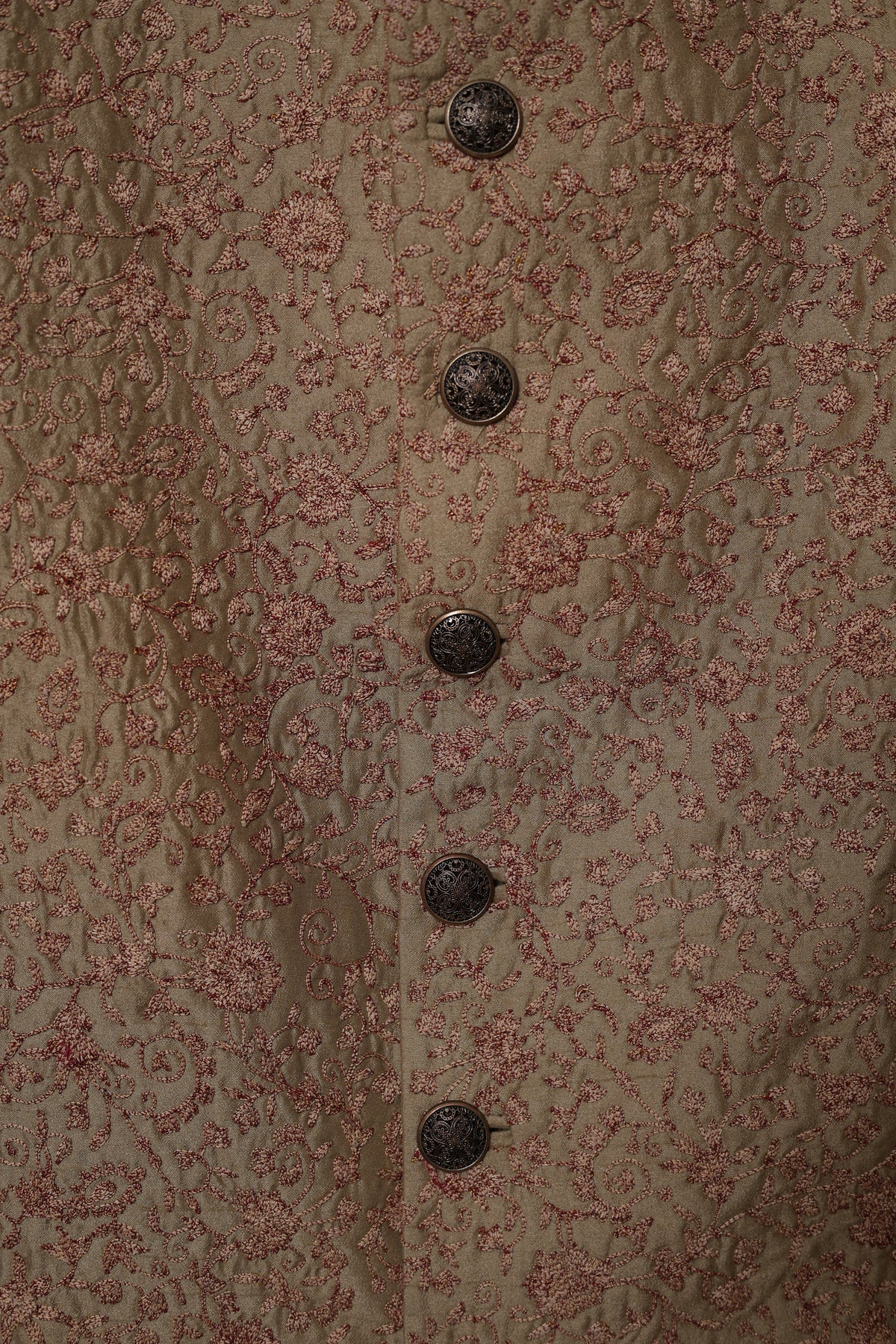 Olive Gold Floral Embroidered Sherwani