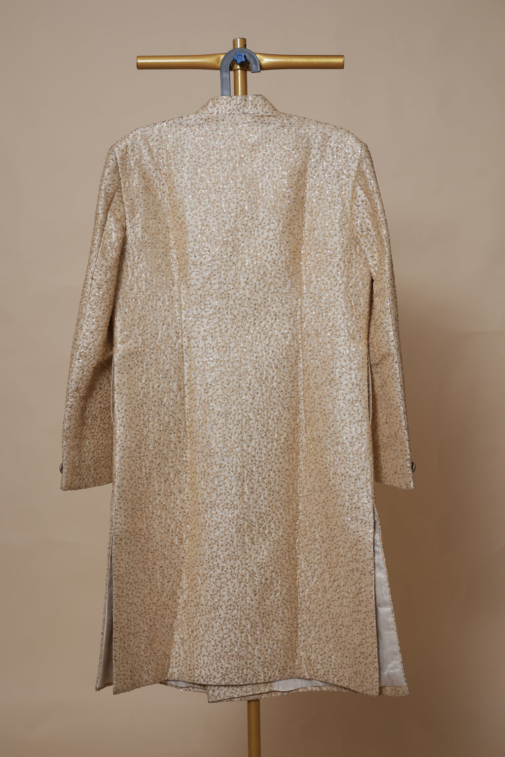 Men’s Champagne Beige Textured Sherwani