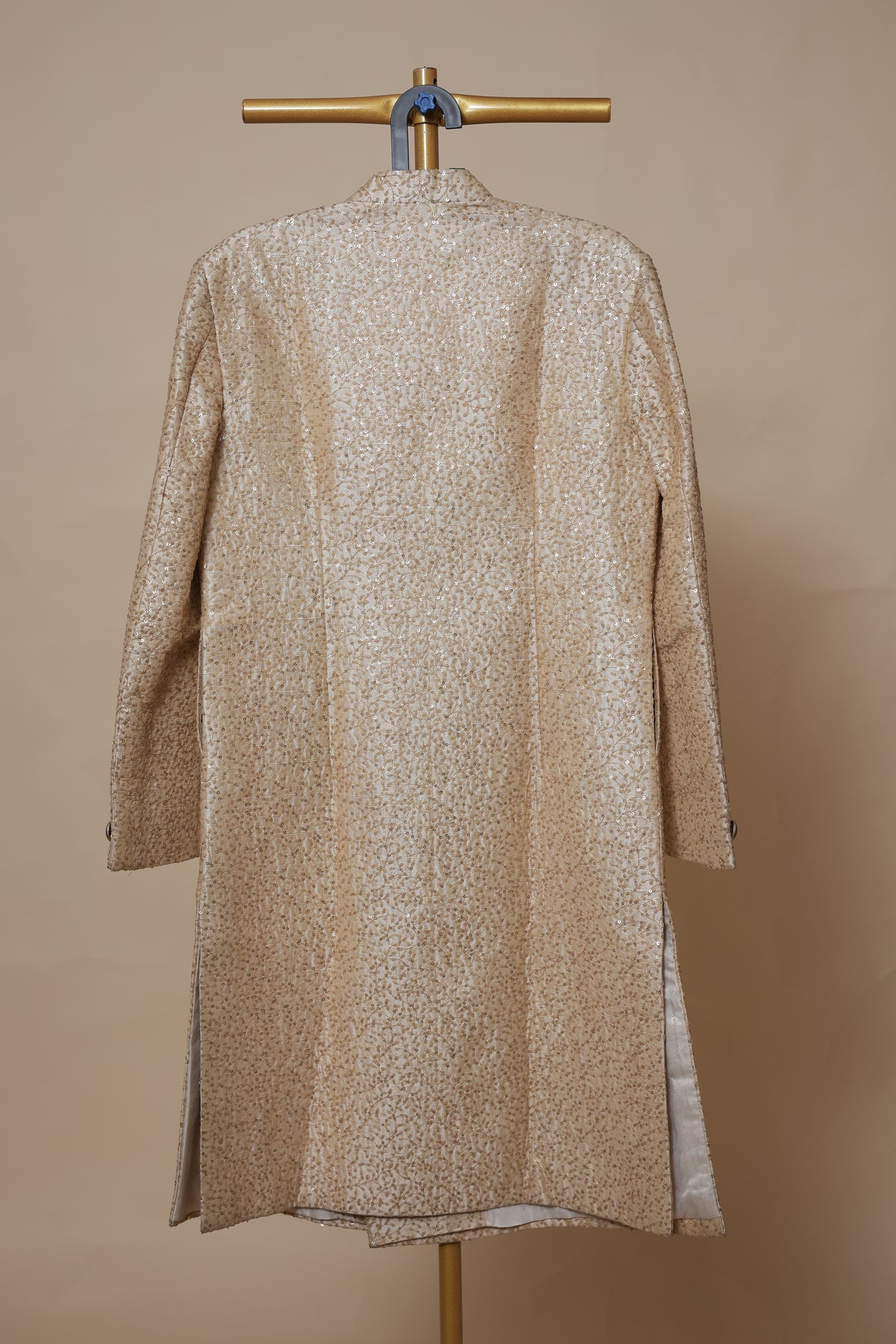 Men’s Champagne Beige Textured Sherwani