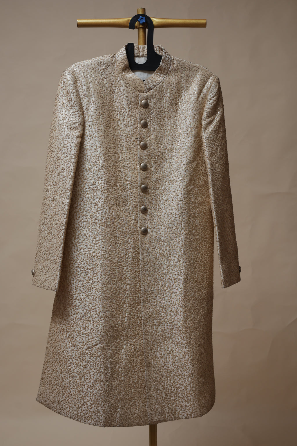 Men’s Champagne Beige Textured Sherwani
