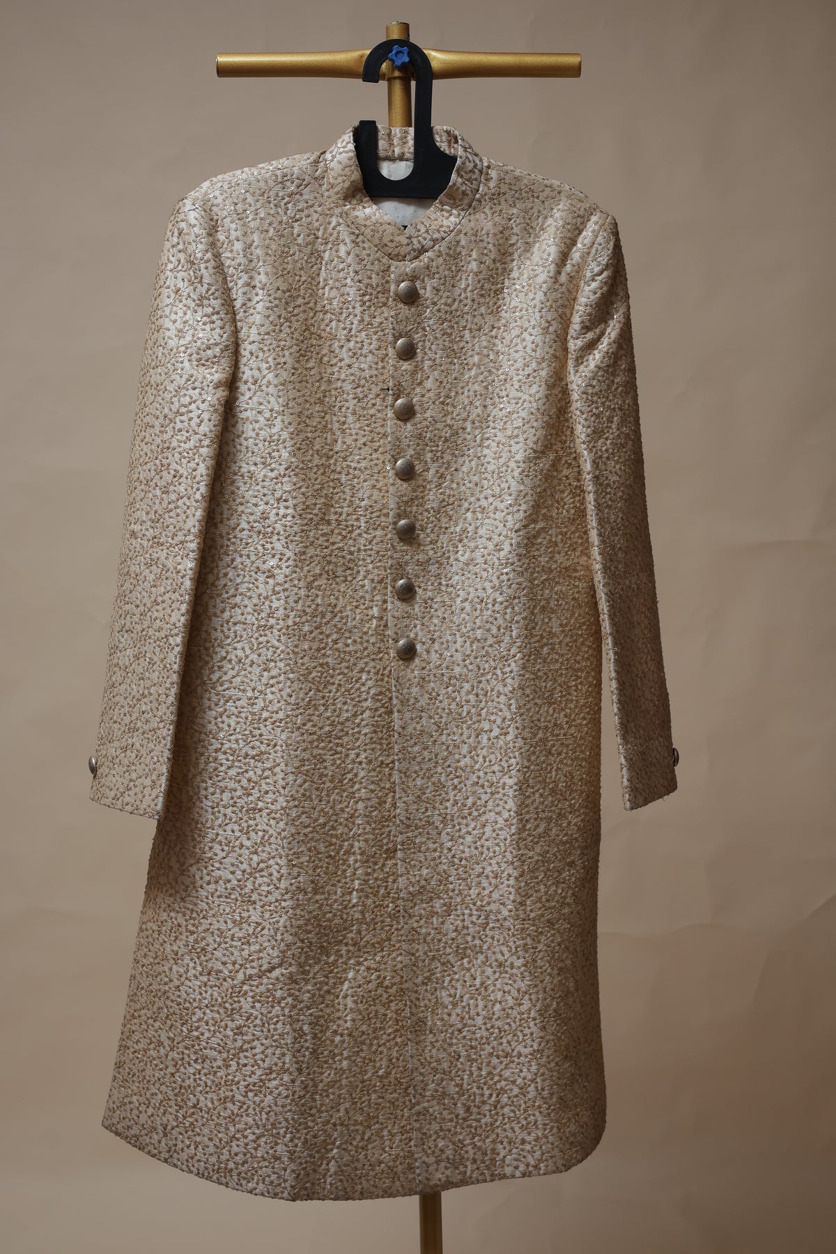 Men’s Champagne Beige Textured Sherwani