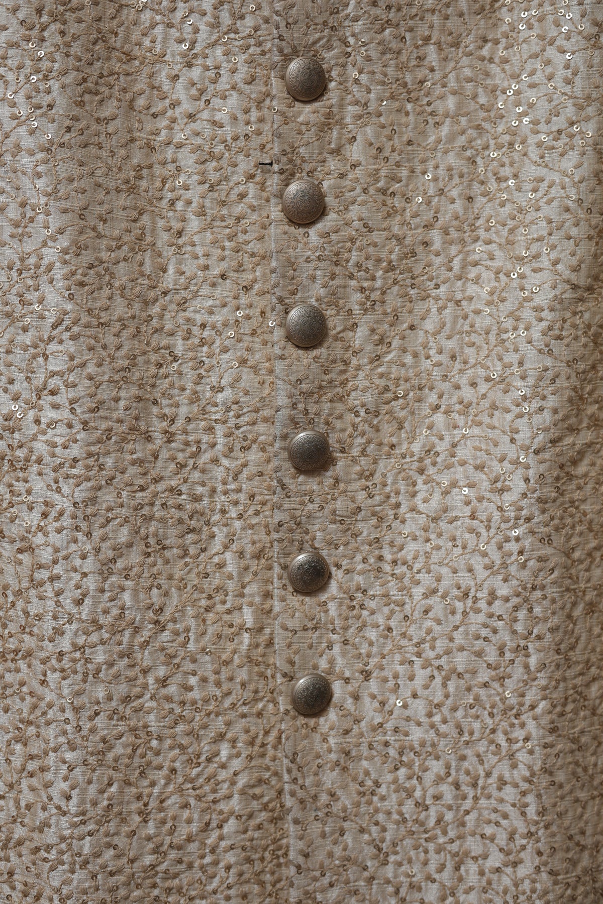 Men’s Champagne Beige Textured Sherwani