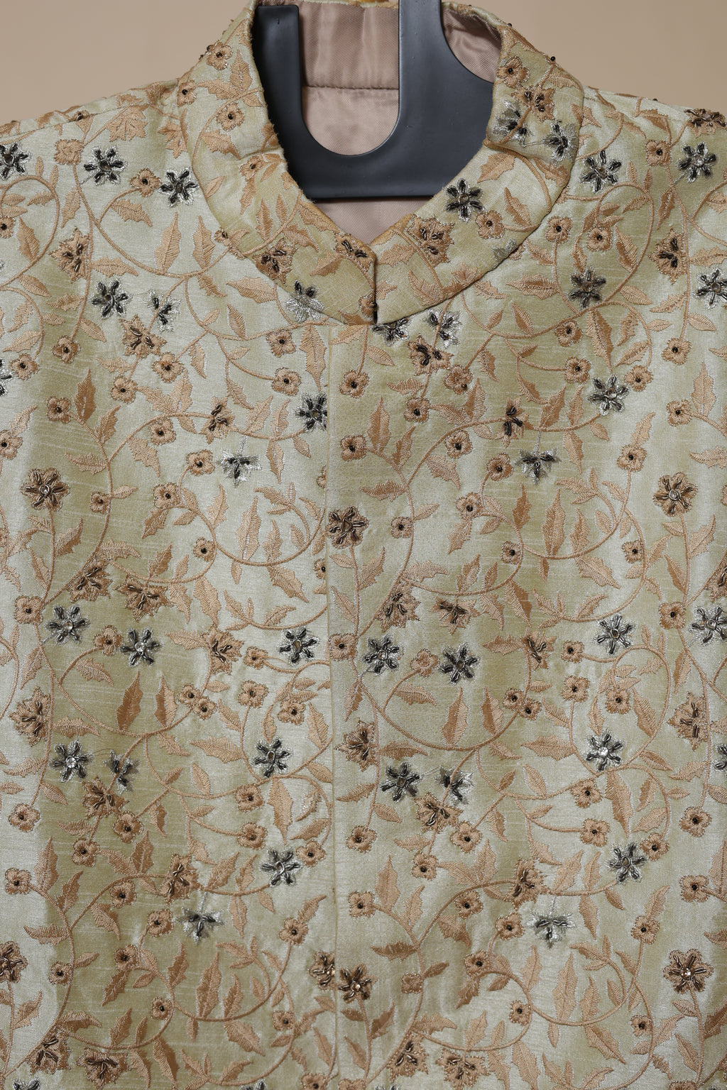 Men’s Ivory Gold Floral Embroidered Sherwani