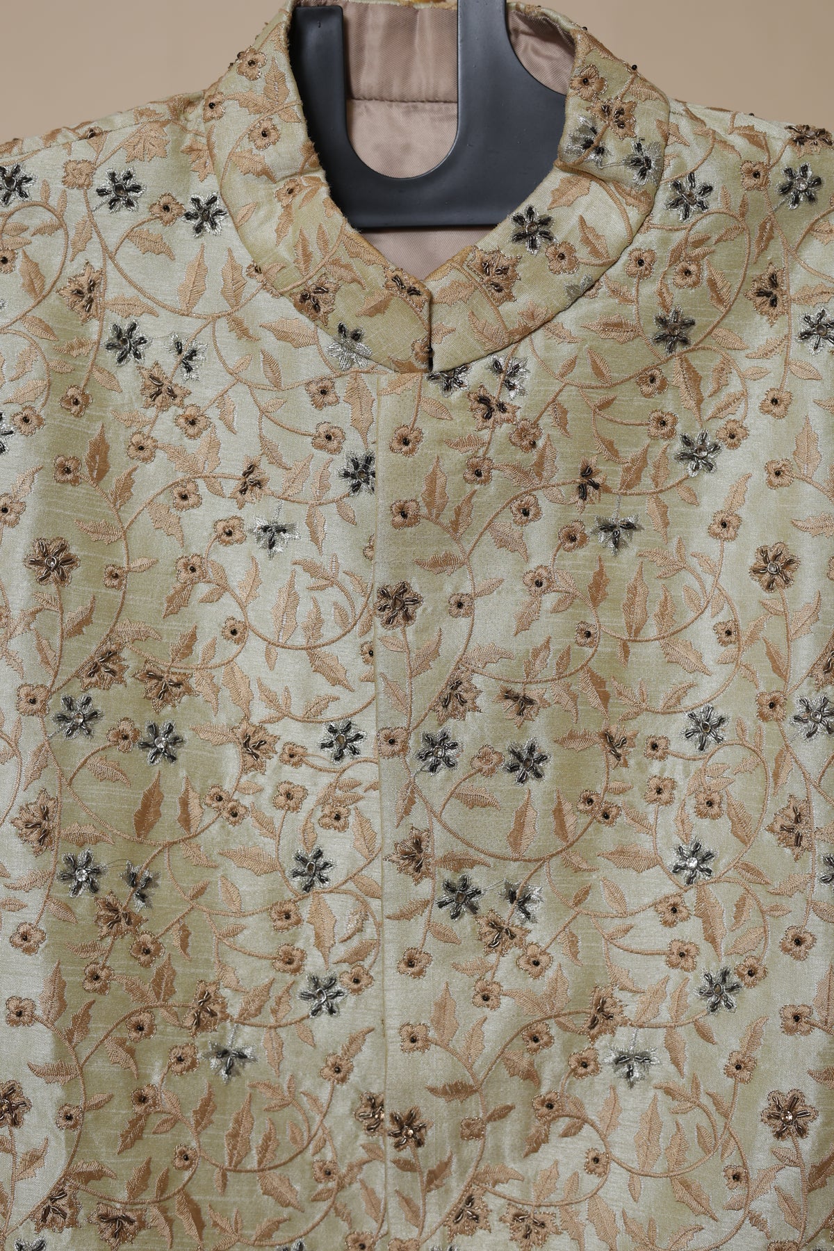 Men’s Ivory Gold Floral Embroidered Sherwani