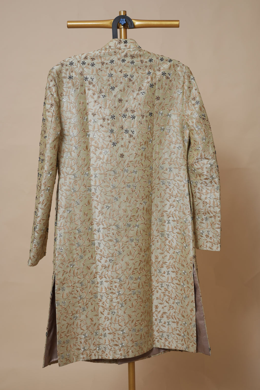 Men’s Ivory Gold Floral Embroidered Sherwani