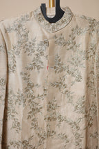 Men’s Champagne Gold Floral Embroidered Sherwani