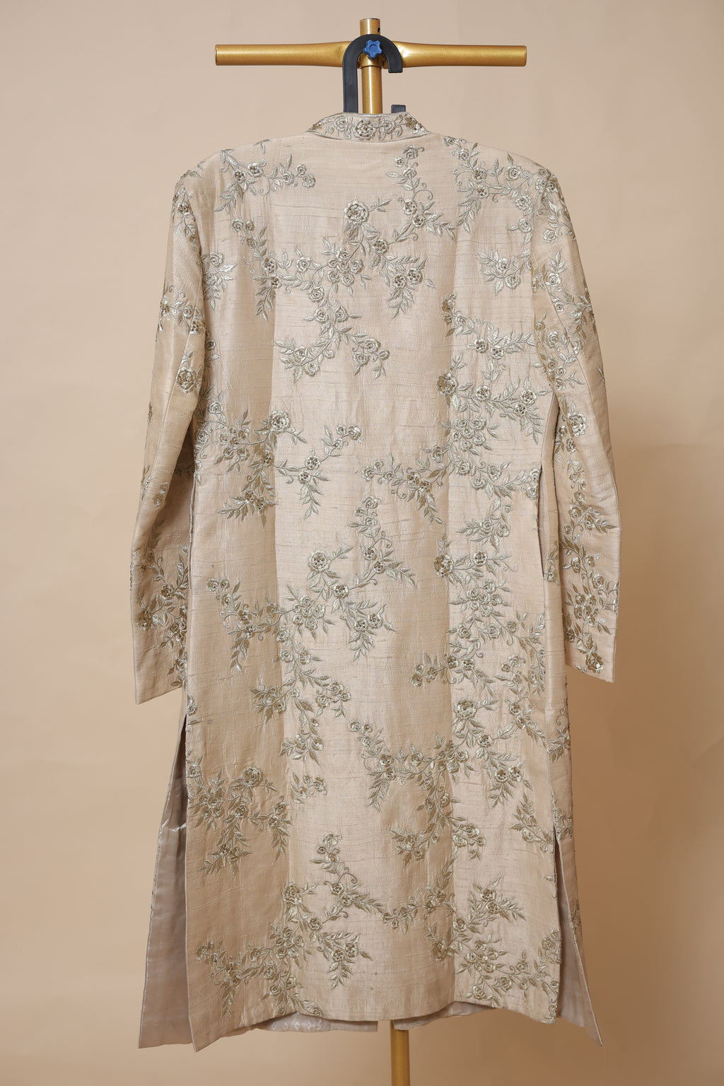 Men’s Champagne Gold Floral Embroidered Sherwani