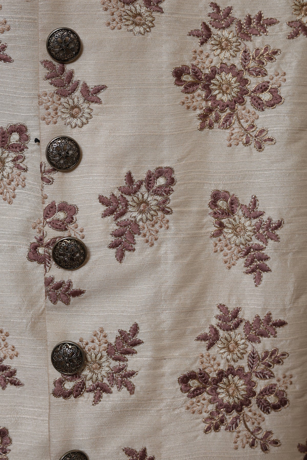 Men’s Ivory Floral Embroidered Designer Sherwani