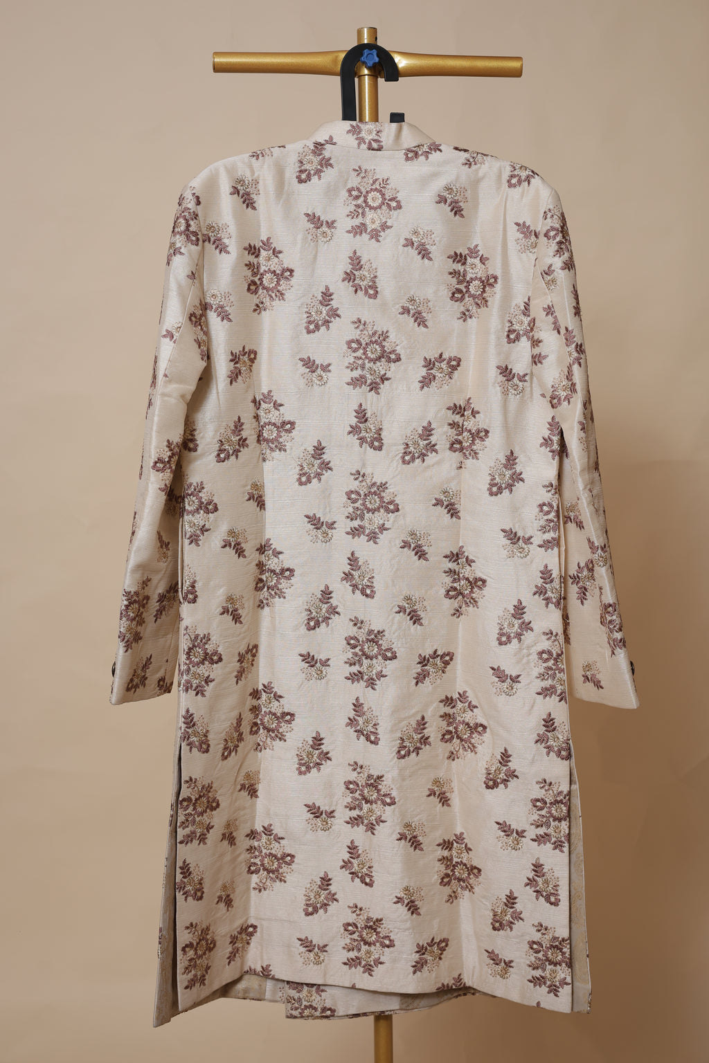 Men’s Ivory Floral Embroidered Designer Sherwani
