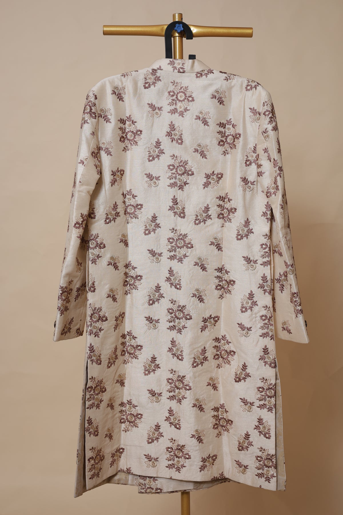 Men’s Ivory Floral Embroidered Designer Sherwani