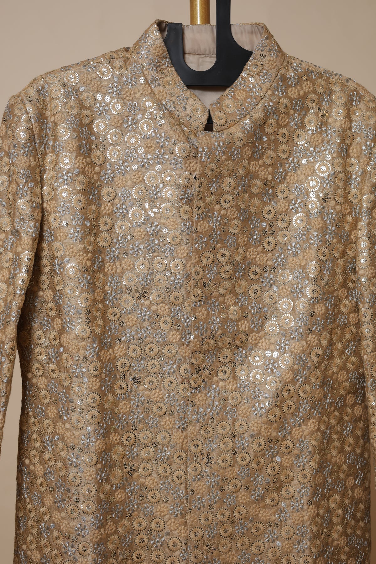 Men’s Antique Gold Sequin Embroidered Sherwani