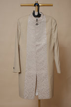 Men’s Beige Sherwani with Ivory Geometric Embroidered Panel