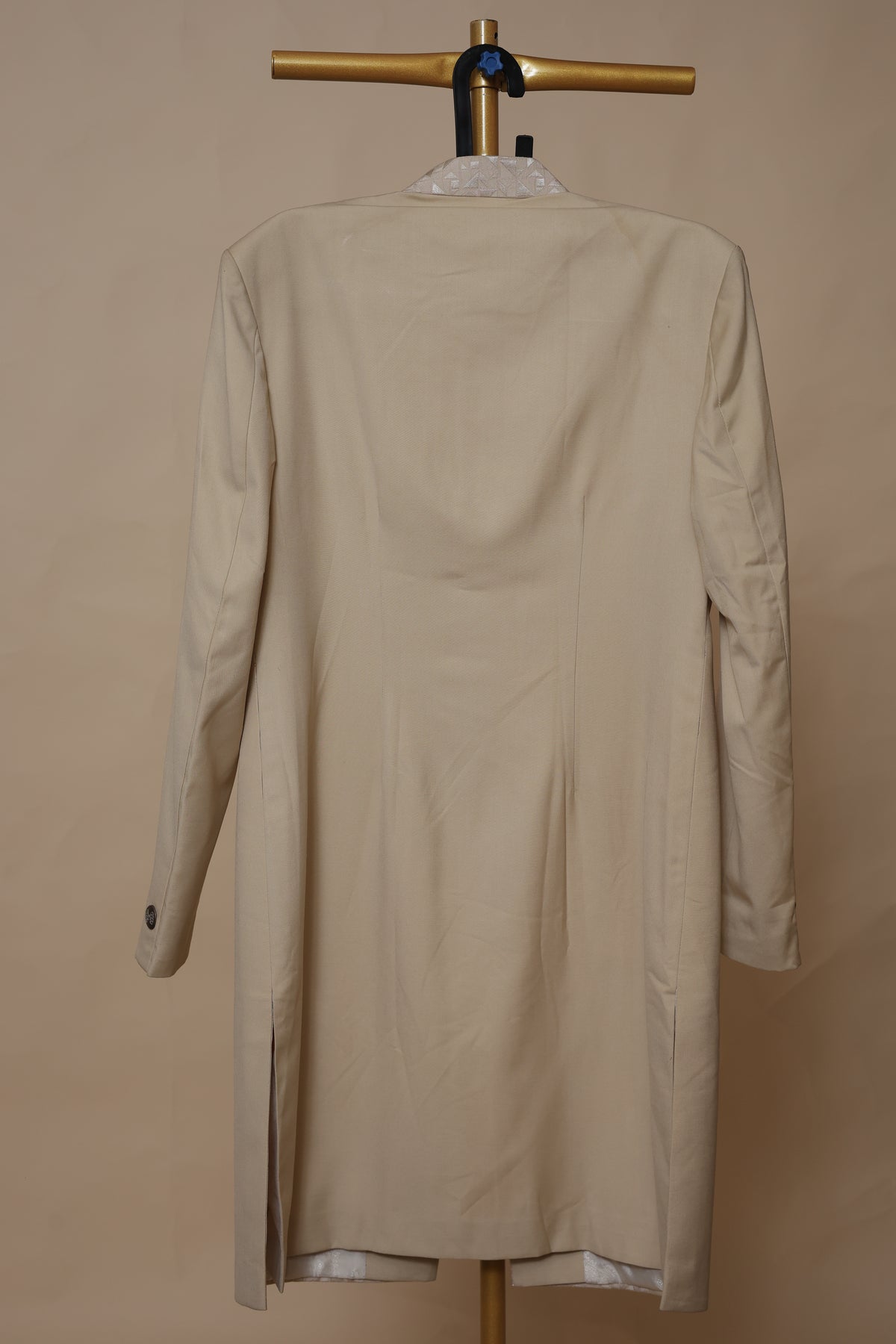 Men’s Beige Sherwani with Ivory Geometric Embroidered Panel