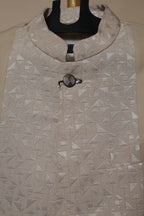 Men’s Beige Sherwani with Ivory Geometric Embroidered Panel