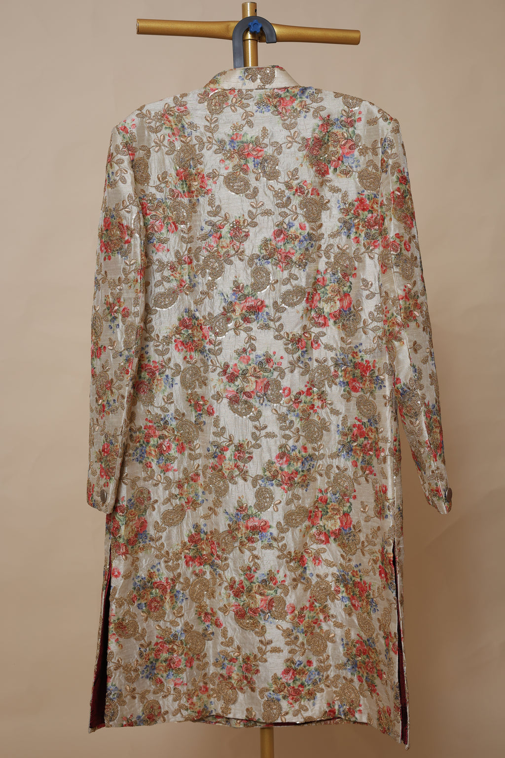 Men’s Ivory Floral Printed Designer Sherwani