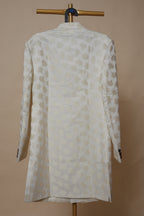 Men’s Ivory Gold Motif Jacquard Sherwani